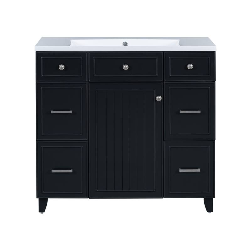36 Inch Bathroom Vanity with Sink Combo Solid Wood Cabinet 3 Drawers