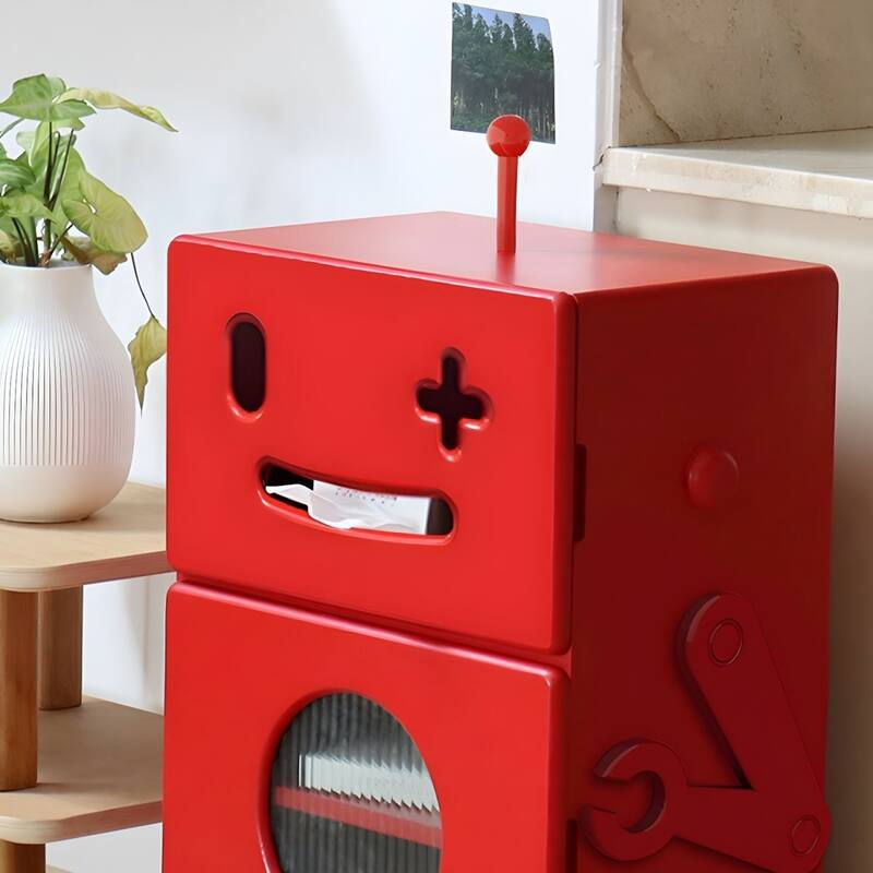 Robot Shape Nightstand, Wood Stand Storage Cabinet