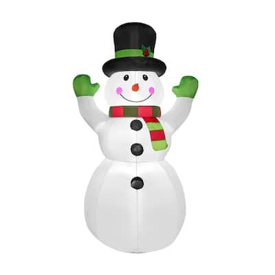 6 FT Tall Christmas Inflatables Snowman Outdoor Decorations with Built-in LEDs, Xmas Blow Up Snow Man with Magic Hat