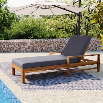Modern Outdoor Adjustable Backrest Acacia Wood Lounge Chair for Gardens