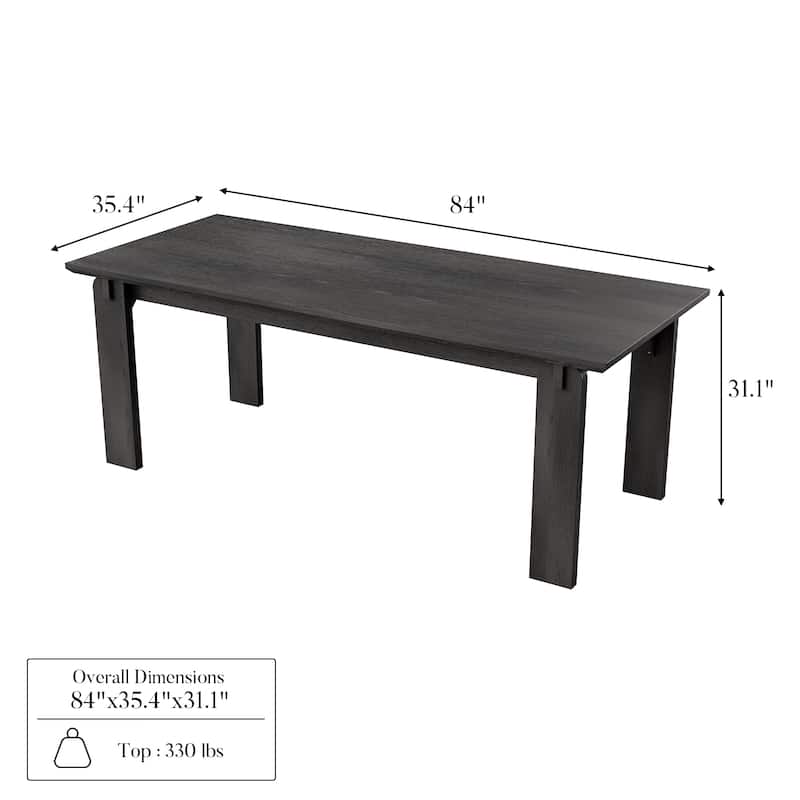 84 Inch Solid Wood Dining Table, Black Walnut Table, Large Rectangular Kitchen Table for 6-8 People Room Table