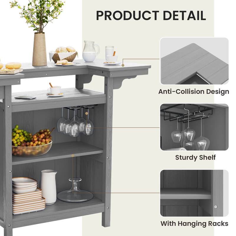 HDPE Indoor/Outdoor Bar Table with Storage Shelves