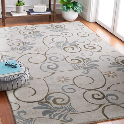 SAFAVIEH Handmade Soho Kailey Scrolls Grey New Zealand Wool