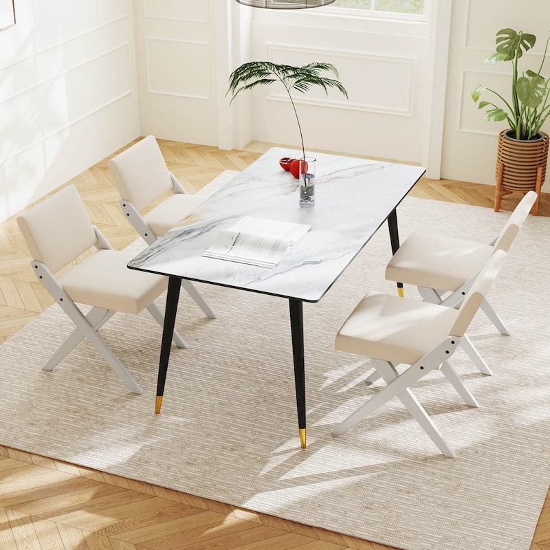 Costway Wooden Dining Chairs of 2/4 with Rubber Wood Frame Padded