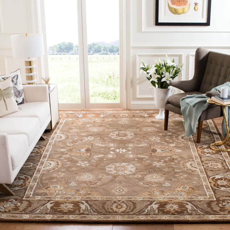 SAFAVIEH Handmade Anatolia Katja Traditional Oriental Hand-spun Wool Rug - 9'6" x 13'6" - Dark Grey/Brown
