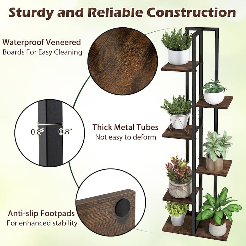 Gymax 3 PCS Plant Stand Set 4/5/6 Tier Indoor Flower Stands Multi