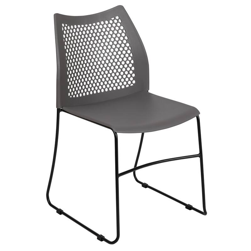 5 Pack 661 lb. Capacity Stack Chair with Air-Vent Back and Sled Base