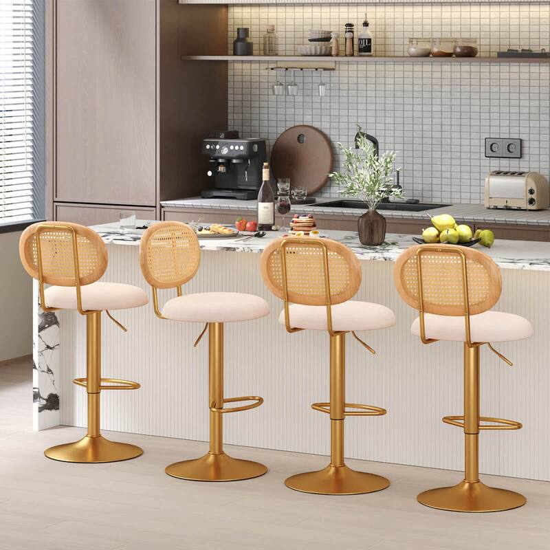 Costway Height-adjustable Bar Stool Set of 2 Swivel Bar Chairs with PE - See Details