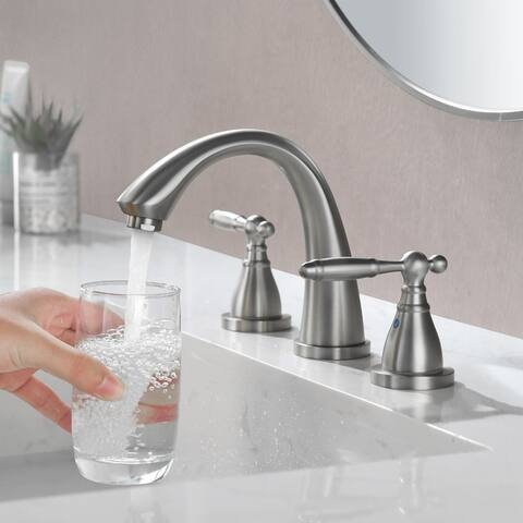 Widespread Bathroom Sink Faucet 3 Holes 8 Inch Bathroom Faucets Two Handle Modern Elegent Lavatory Basin Vanity Taps With Valve