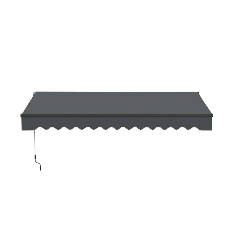 ALEKO Caribbean Manual Retractable Patio Awning - Black Frame - Charcoal Gray - 13 x 10 Feet
