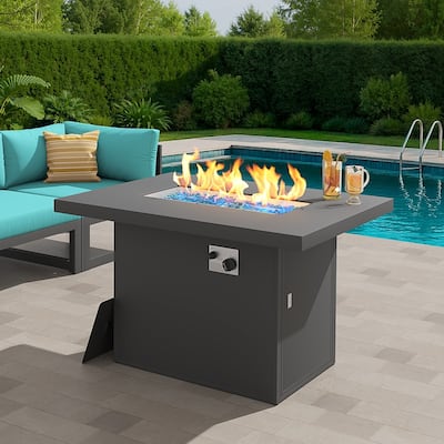 FINCATI 43" Aluminum Outdoor Fire Pit Table, CSA-certified 60,000 BTU Patio Coffee Table Fireplace, Extra Large Firepit
