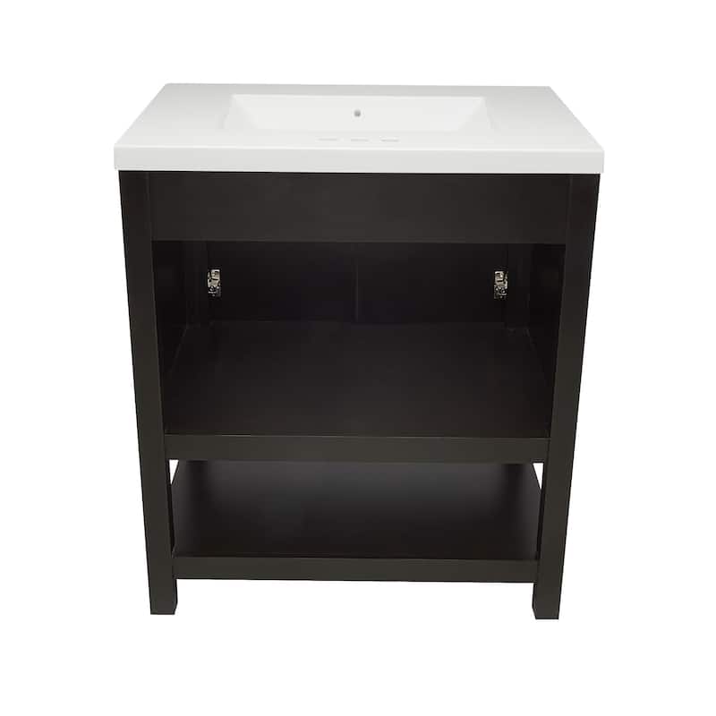 Taos 31" Bathroom Vanity with Cultured Marble Vanity Top Sink in White with White Basin
