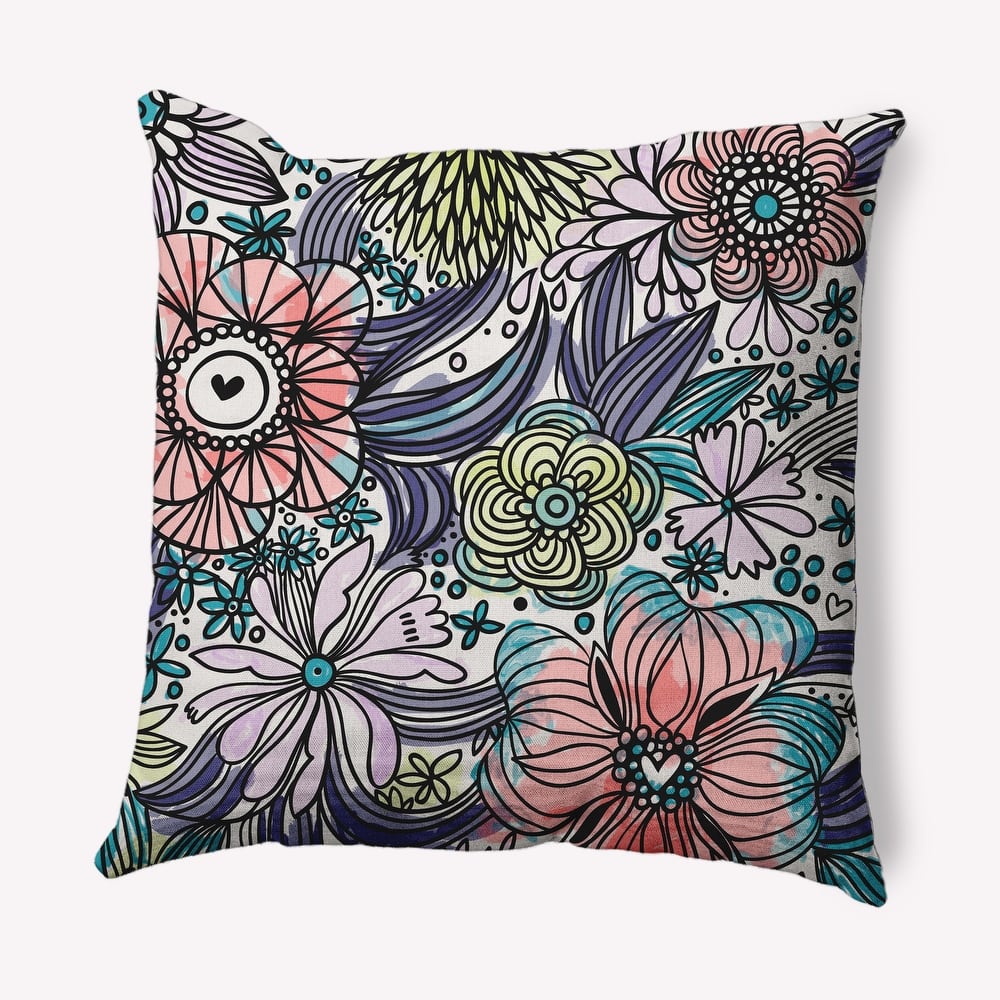 Flower Melange Indoor/Outdoor Throw Pillow