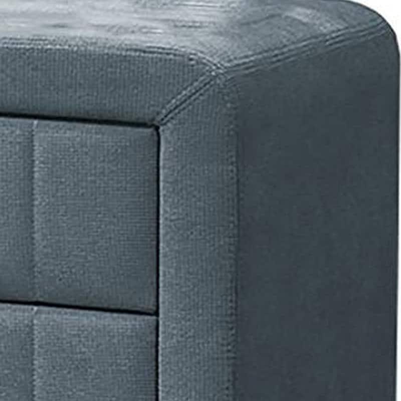 Rheo Nightstand, 2 Drawer, 22 Inch Slate Gray Brushed Linen Upholstery