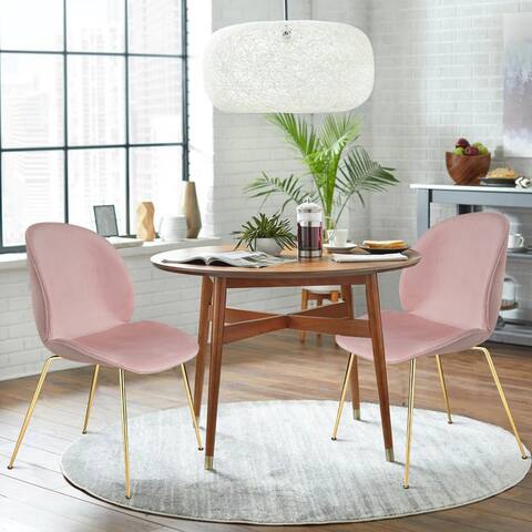 Velvet Suede Dining Chairs,Upholstered Side Chairs with Golden Leg for Living Room Bedroom or Dining Room - 2 Pack