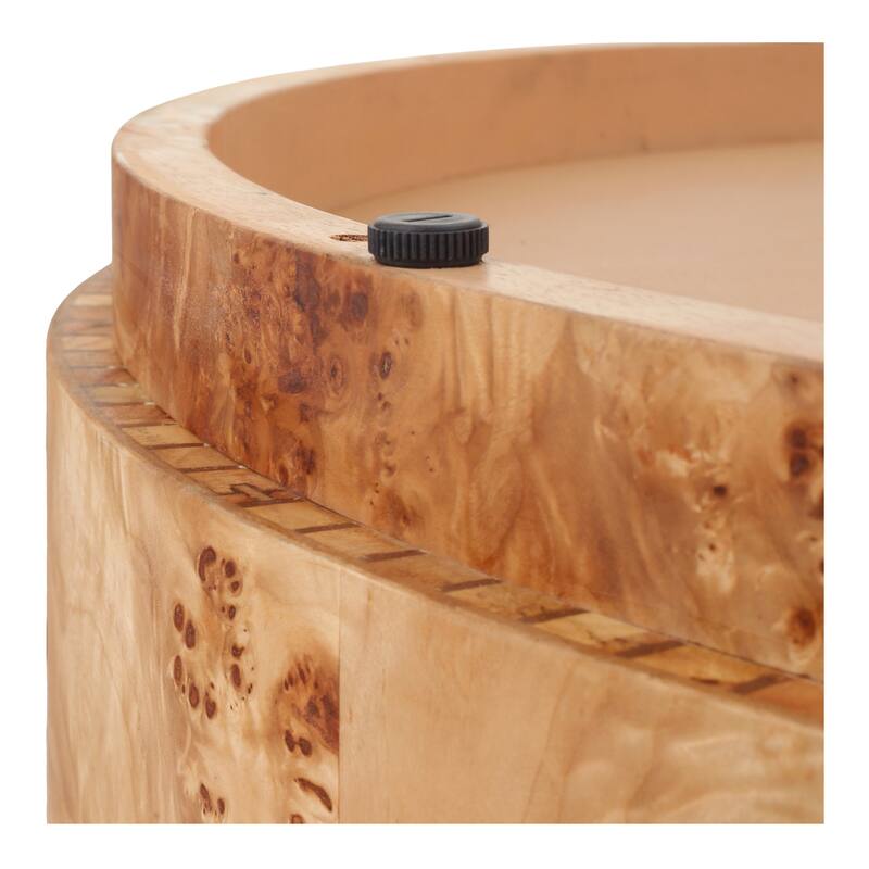 NPD Furniture Arsenio Burl Wood Round Coffee Table or Side/End Table
