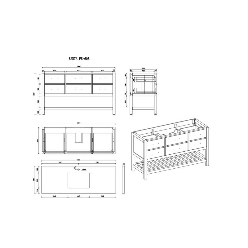 Willow Collections 60 in. W x 22 in. D Parker Single Sink Bathroom Vanity with Countertop