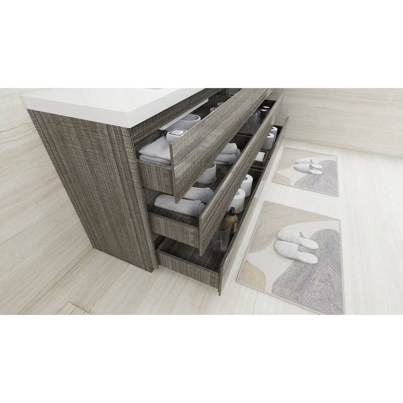 Aron 84'' Freestanding Vanity with Double Reinforced Acrylic Sink