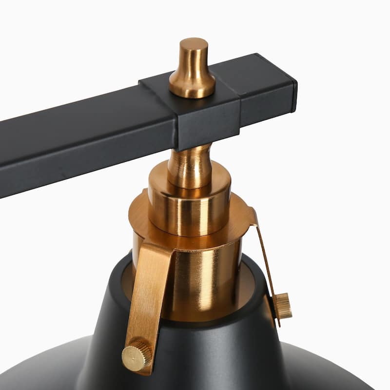 Modern Industrial 3-Light Linear Chandelier Black Gold Metal Pendant Lights for Dining Room - 34'' L x 9'' W x 10.5'' H