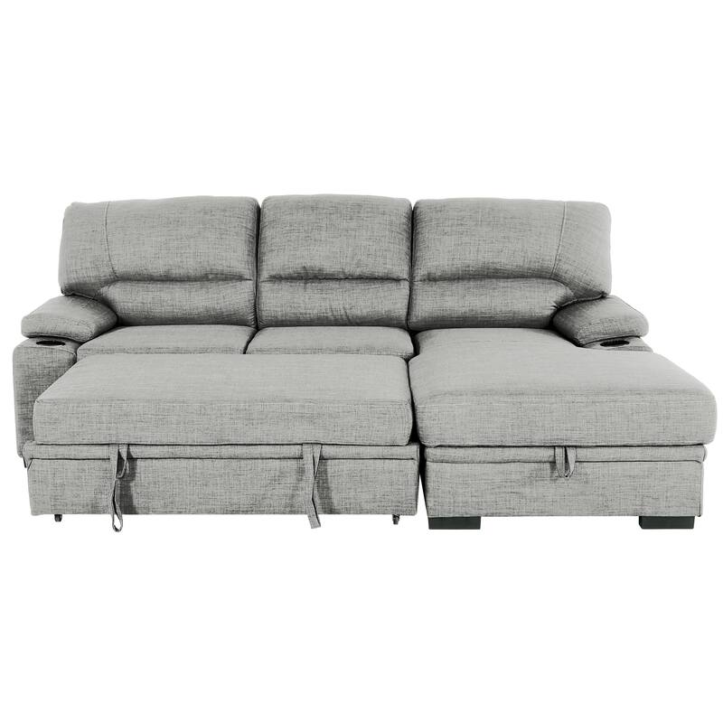 Gallo 93 in. 2-Piece Right Facing Sleeper Sofa with Storage & Cupholder
