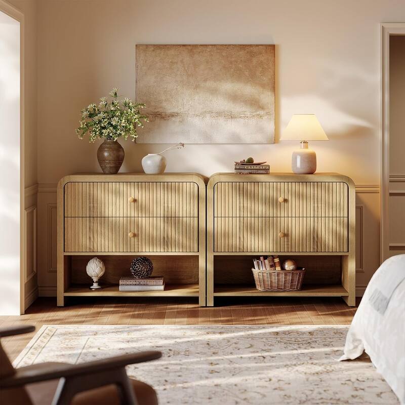 31.5 Inches Oversized Nightstand with 2 Drawers