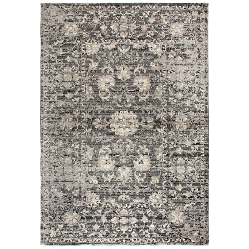 Swagger Collection Gray Floral Distress Rug - 9'10" x 12'6" - Gray