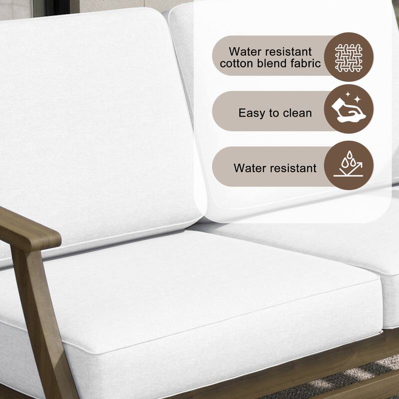 Teak Outdoor Patio Seating Set with Loveseat, Chairs and Tables (5-Piece)