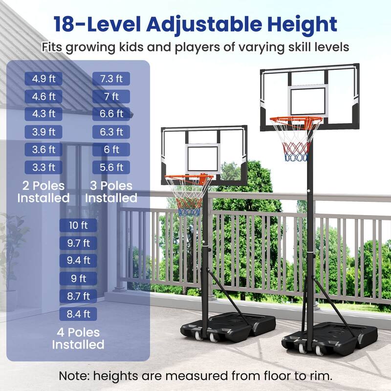 Goplus 3.3-10 FT Portable Basketball Hoop Outdoor with Shatterproof - See Details