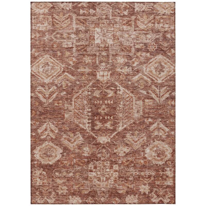 Machine Washable Indoor/ Outdoor Boho Traditional Chantille Rug