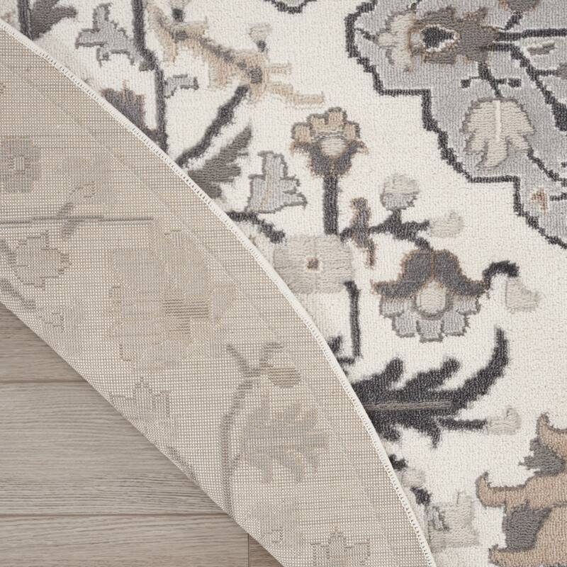 Ceceb Power Loomed Geometric Floral Non Skid Low Pile Area Rug By HomeRoots - 94' X '94' X '0.25