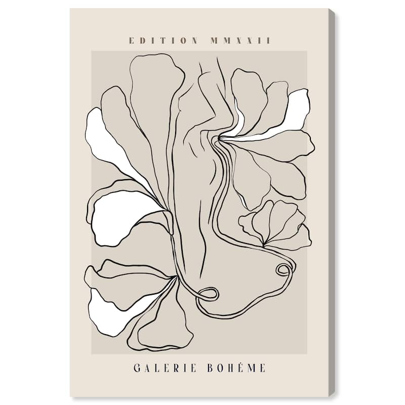 Wynwood Studio Canvas Floral and Botanical Nature takes a Step Black and Taupe Modern & Contemporary Wall Art Canvas Print