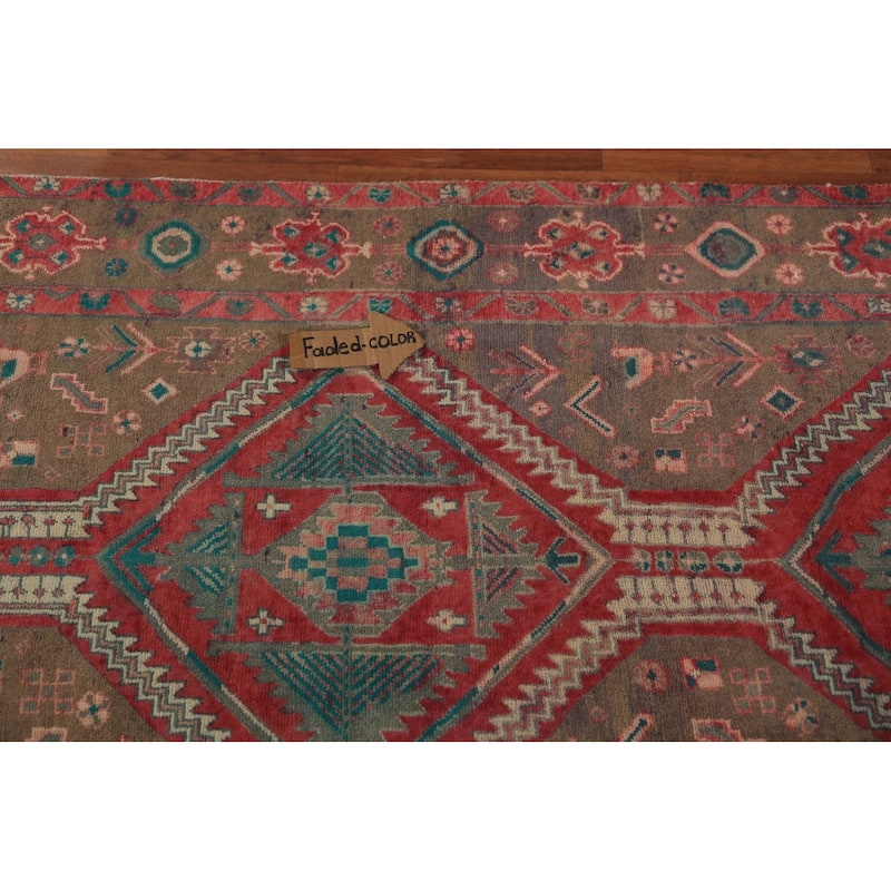 Tribal Geometric Ardebil Persian Runner Rug Hand-Knotted Wool Carpet - 3'7"x 12'0"