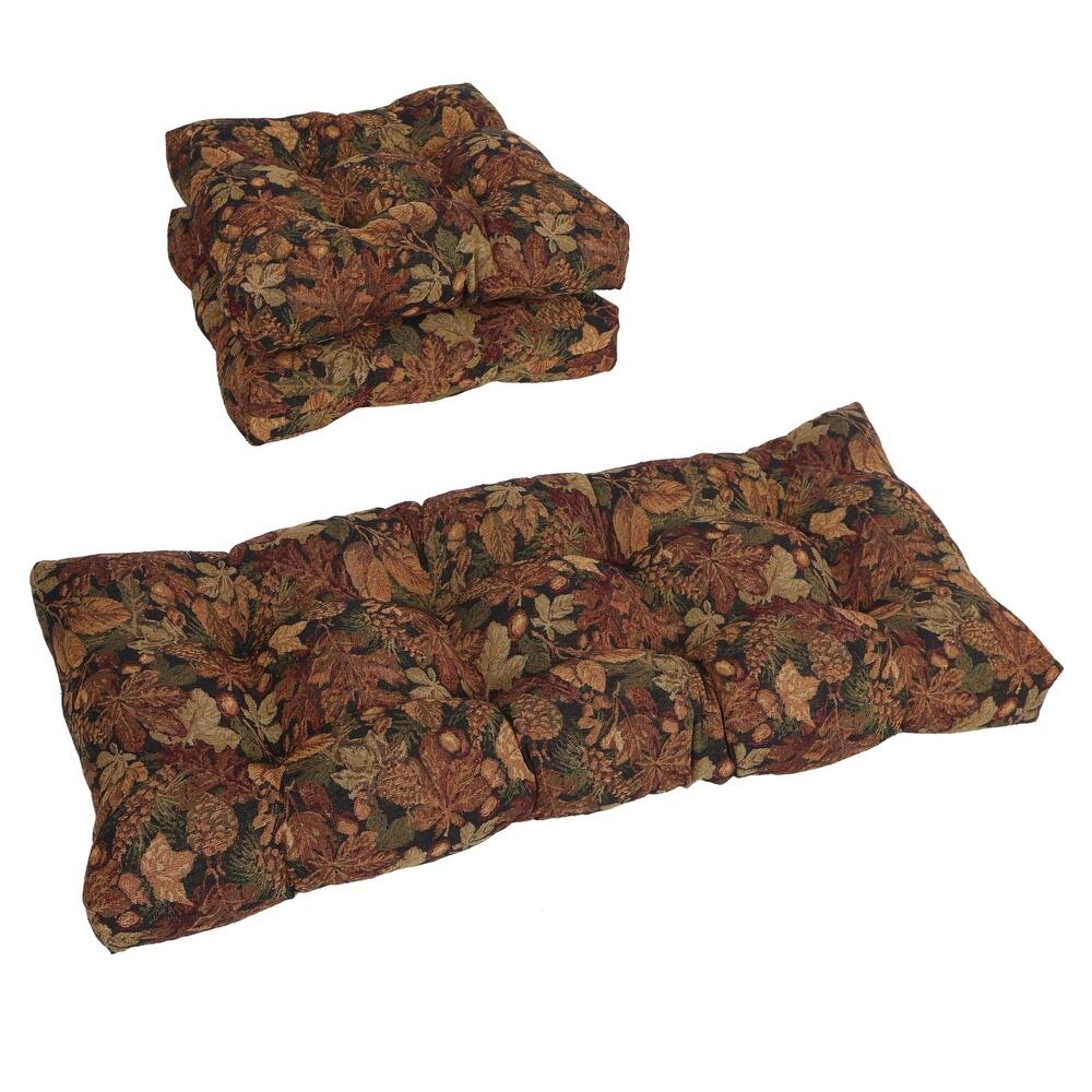 Tufted Tapestry Settee Cushions (Set of 3, Multiple Patterns) - 42 x 19