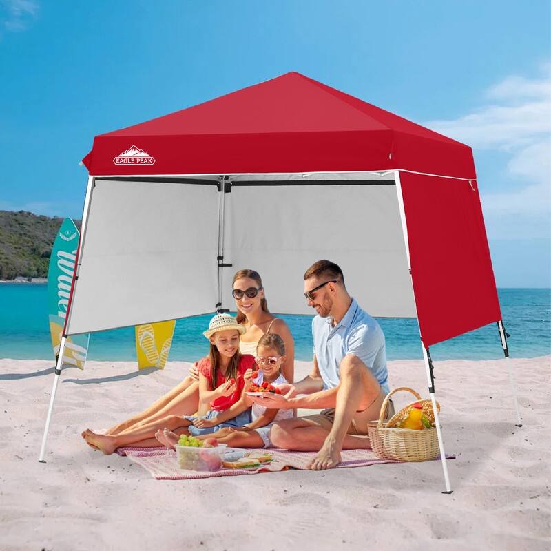EAGLE PEAK Day Tripper 8x8 Aluminum Super-Lightweight Slant Leg Pop Up Canopy with 3 Removable Walls, Blue