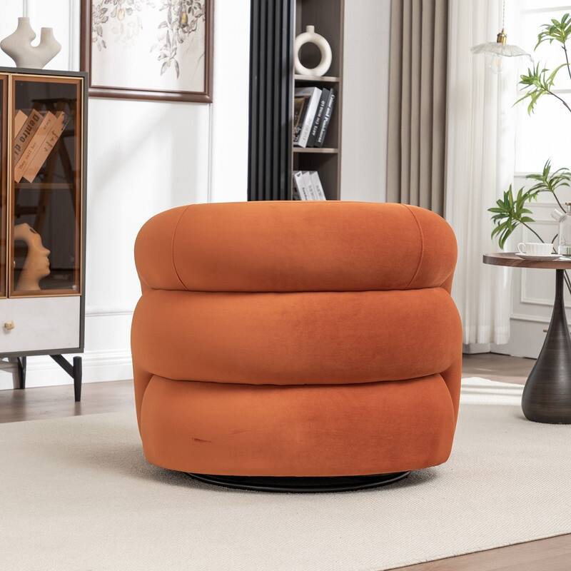 SEYNAR Modern Glam Velvet 360 Degree Swivel Accent Armchair with Tufted Back