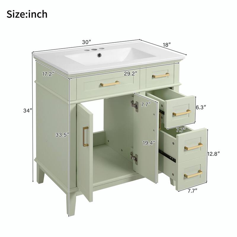30" Bathroom Vanity with Ceramic Sink