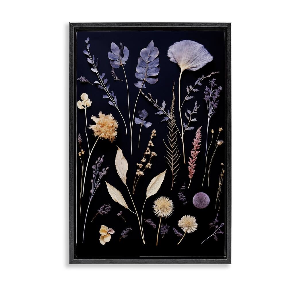 Stupell Various Sprigs on Black Framed Floater Canvas Wall Art Design By Heidi Kuntz