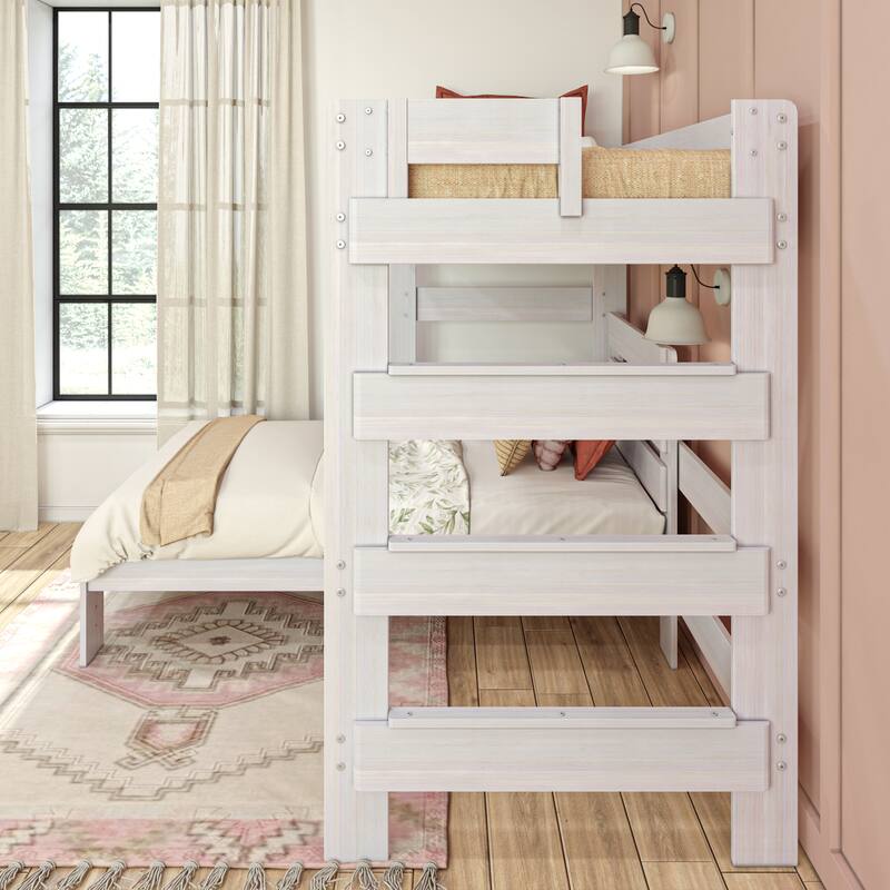 Max and Lily Farmhouse Twin over Twin L-Shaped Bunk Bed