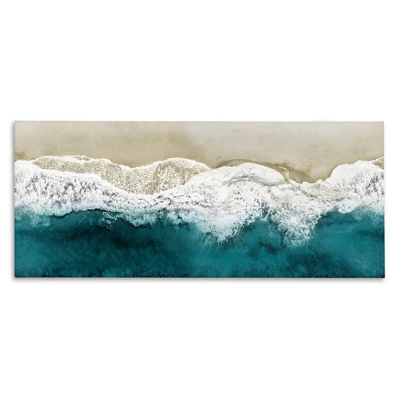 Stupell Foamy Beach Coast Deep Blue Ocean Water Canvas Wall Art - 48 x 20