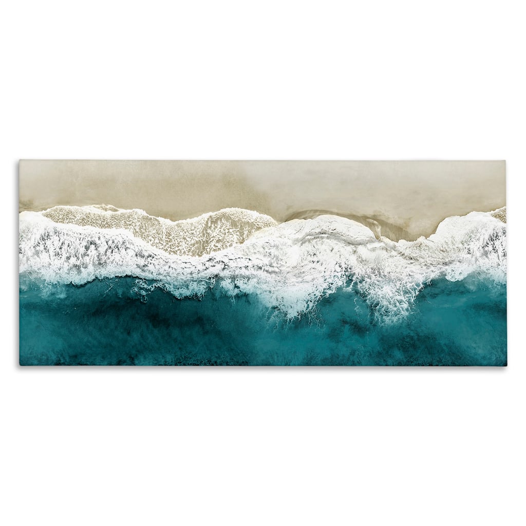 Stupell Foamy Beach Coast Deep Blue Ocean Water Canvas Wall Art