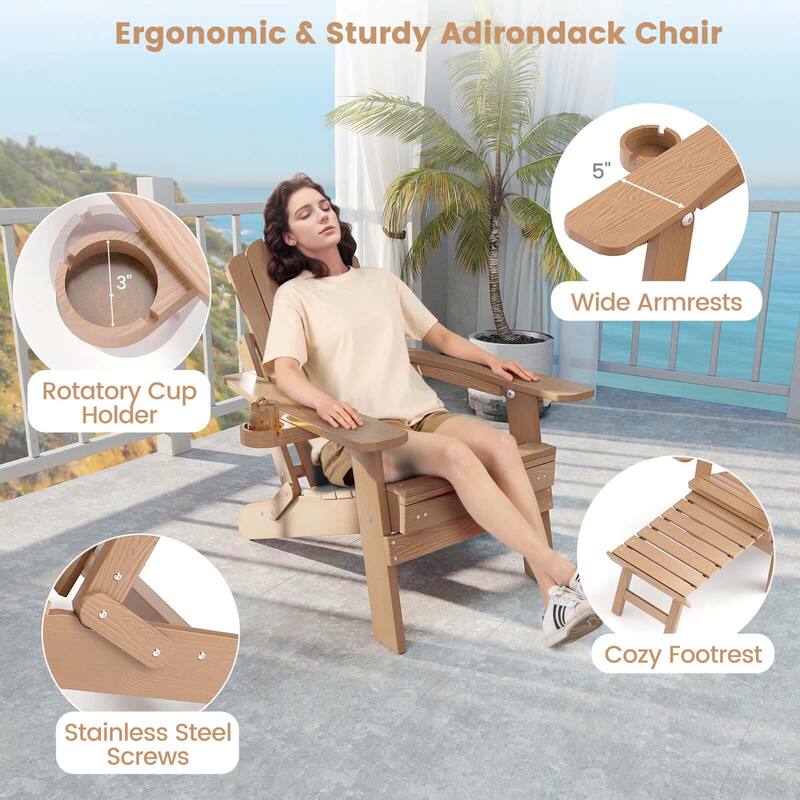 Costway Patio Adirondack Chair All-Weather HIPS Lounge Chair with - See Details