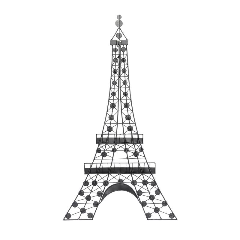 Metal Eiffel Tower 3D Wire Wall Decor with Crystal Embellishments - Black - Roche River Decor