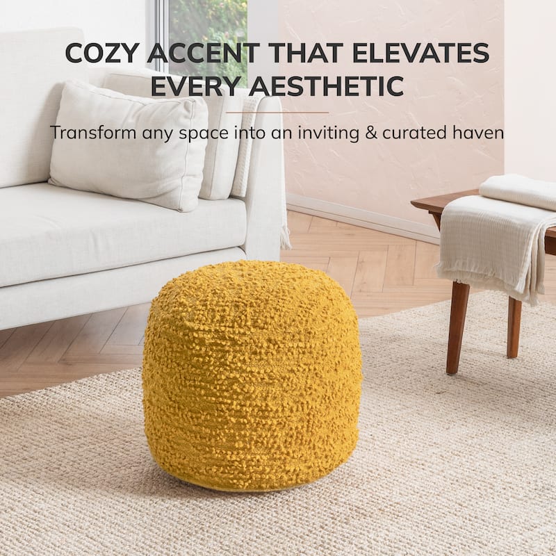 Jani 22-inch Terracotta Pouf - Handcrafted Handmade Round Ottoman for Seating, Footrest, Home Decor for Living Room, Bedroom