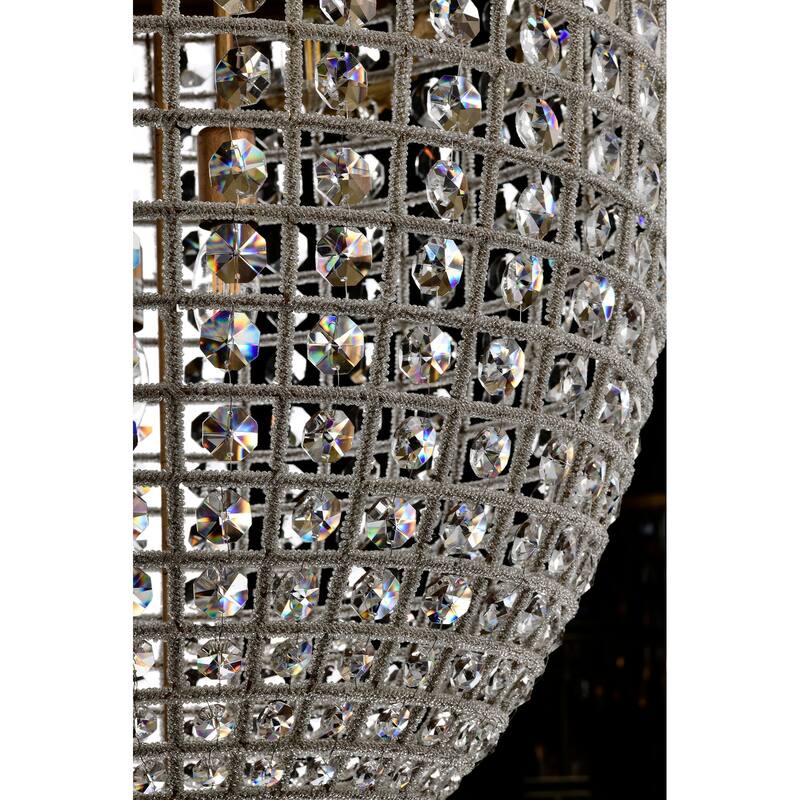 Sonoma Beaded Crystal Chandelier - 4-Light Antiqued Silver/6-Light Antiqued Gold, Glam E12 Ceiling Fixture with Adjustable Chain