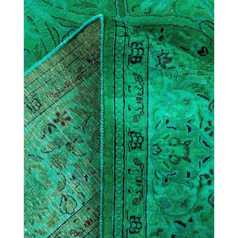 Overton Hand Knotted Wool Vintage Inspired Modern Contemporary Overdyed Green Area Rug - 6' 2" x 9' 5"