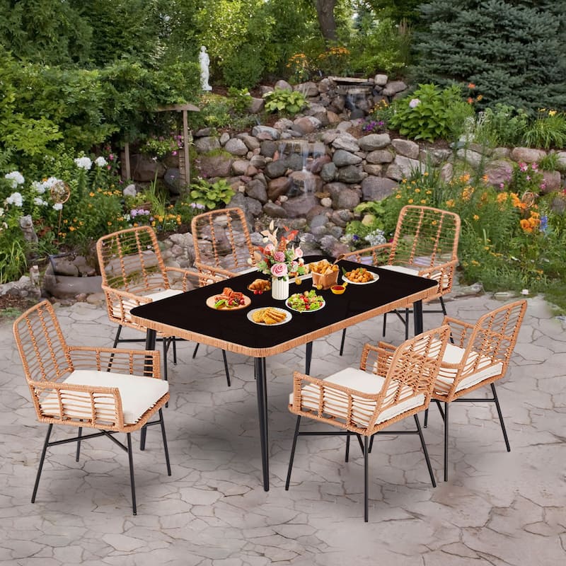 Outdoor Wicker Seating Sets - 22.44"L x 24.21"W x 34.05"H