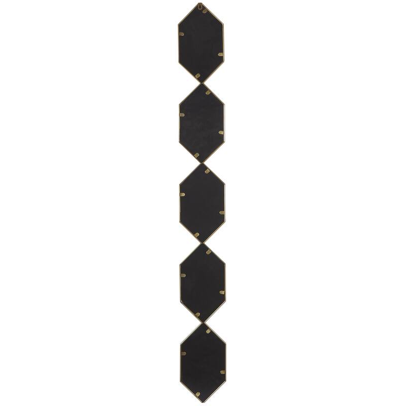 Metal Geometric Slim Stacked Chain 5 Layer Wall Mirror with Trellis Pattern - Black, Gold, Silver - Roche River Decor