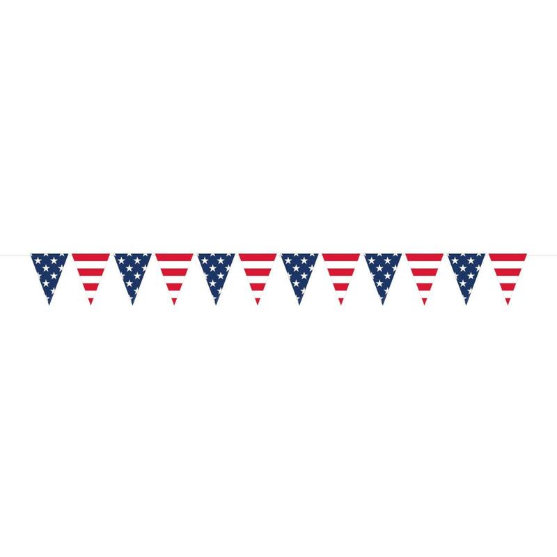 Patriotic Striped and Stars Party Banner - 84" - Multicolored - Club Pack of 12