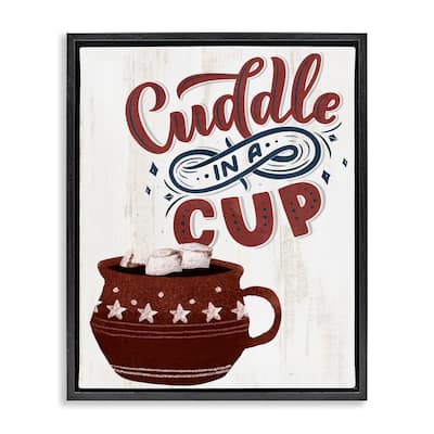 Stupell Cuddle In A Cup Cocoa Framed Floater Canvas Wall Art Design By Kim Allen