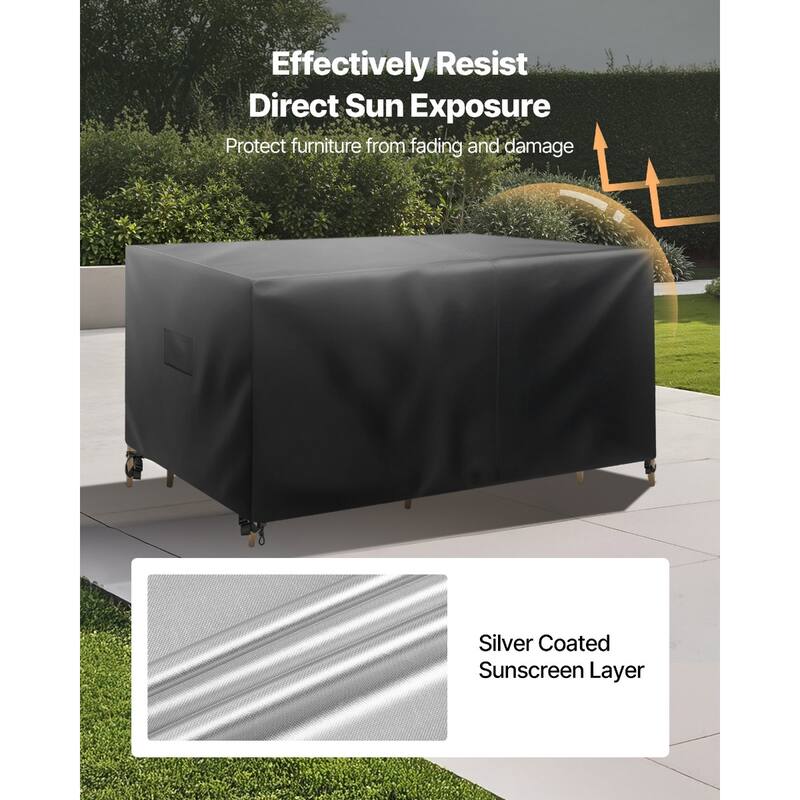 Black Oxford Fabric Patio Furniture Cover with Waterproof and UV-Resistant - 74 x 74 x 28 inch